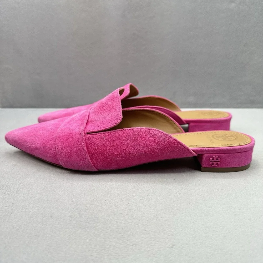 Tory Burch Rosalind Womens Size 9.5 (M) Mule Crazy Pink Lancaster Suede 20mm